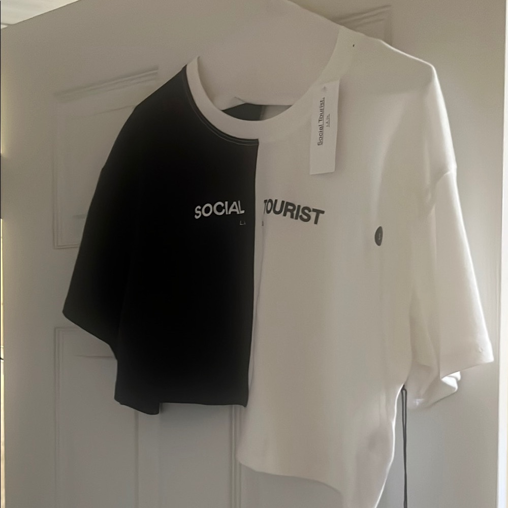 Brand New Hollister- Social Tourist Black and White Crop Top